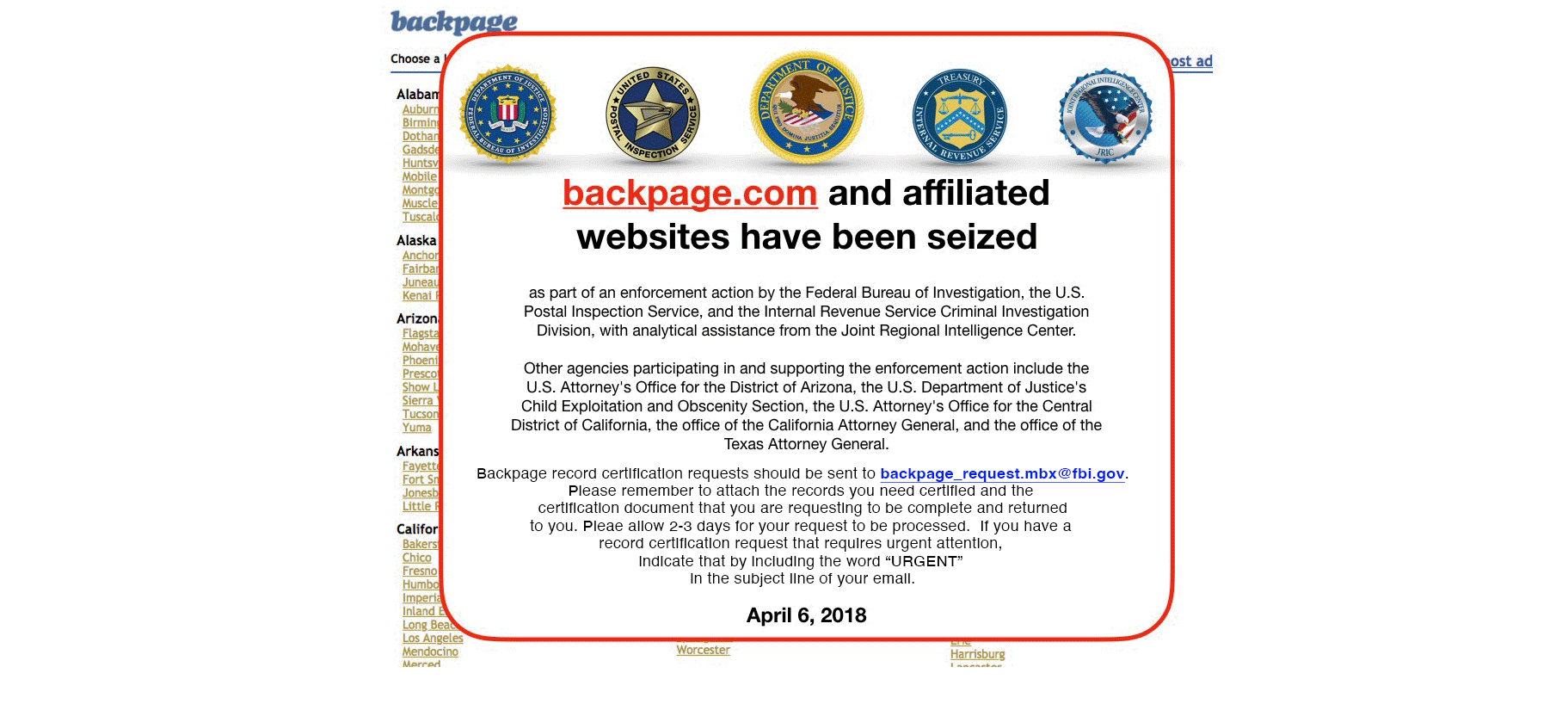 BonePage.com replaced Backpage.com following the DOJ seizure of their website in 2018.
