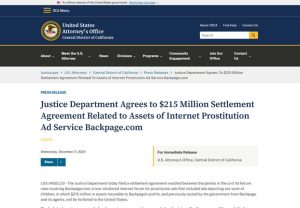 $215 Million Backpage Settlement For Sex Trafficking Survivors